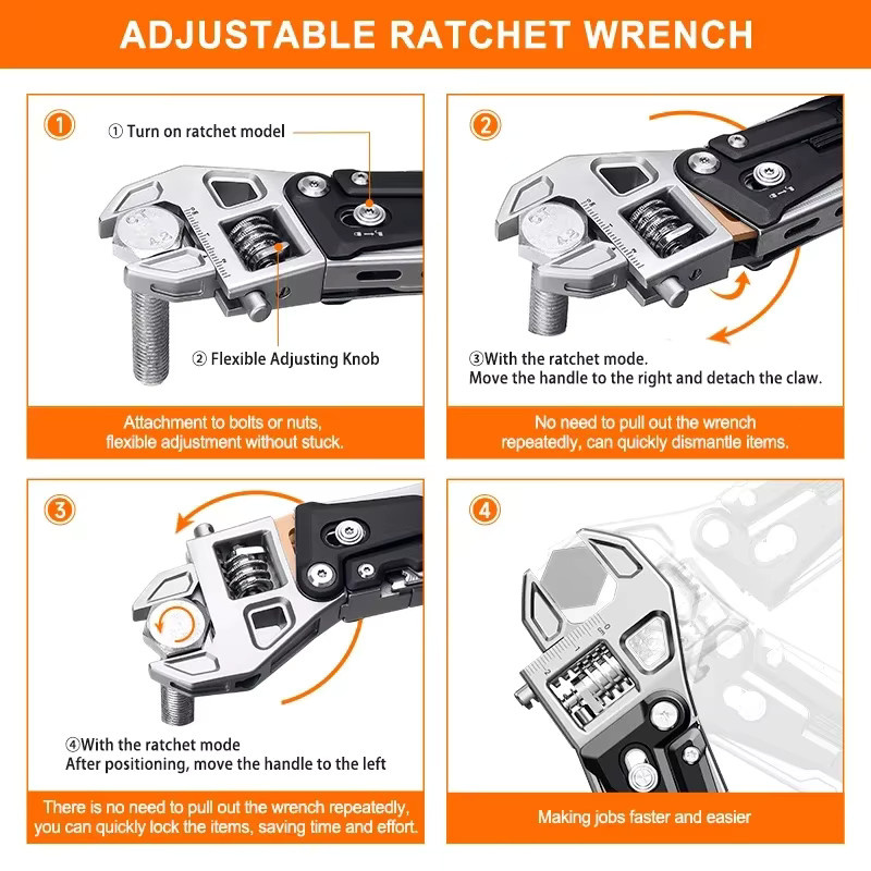 NexTool Multitool W4 11-in-1 verstellbarer Schraubenschlüssel mit Zange, Klappmesser, Schraubendreher und Holzsäge - Bild 2