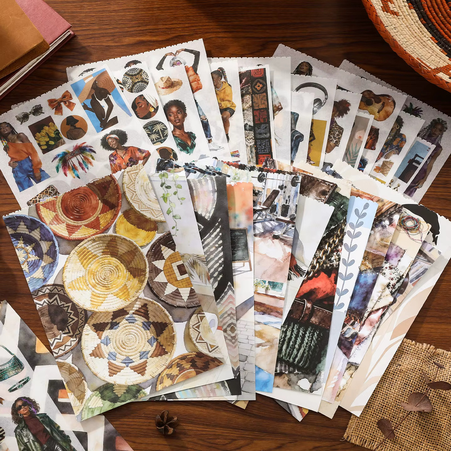 50 Stück Ins American Retro Sticker Set mit 30 Stanz- und 20 Papierstickern für dein DIY Scrapbook in Multicolour - Bild 6