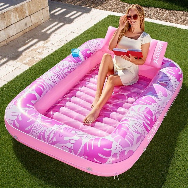 JOYFY Aufblasbare Sonnenliege für den Pool in Pink, Schwimmliege für Wasser und Ballbecken - Bild 1