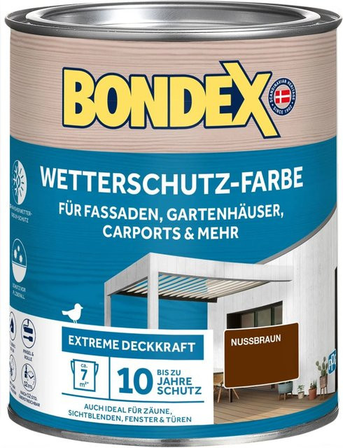 Bondex Wetterschutzfarbe für Holz in Nussbraun, 0,75 l - Bild 1