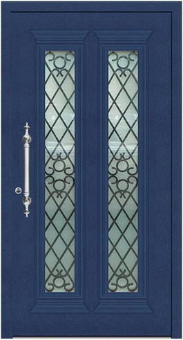 KNOCK Aluminium-Haustür Marte in Stahlblau mit Glaseinsatz und RC2-Schutz - Bild 1
