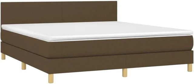 vidaXL Boxspringbett mit Matratze und LED in Dunkelbraun, Hybrid-Bett mit USB-Ladeport und Unterbettbeleuchtung, B/T: 180 x 200 cm - Bild 1
