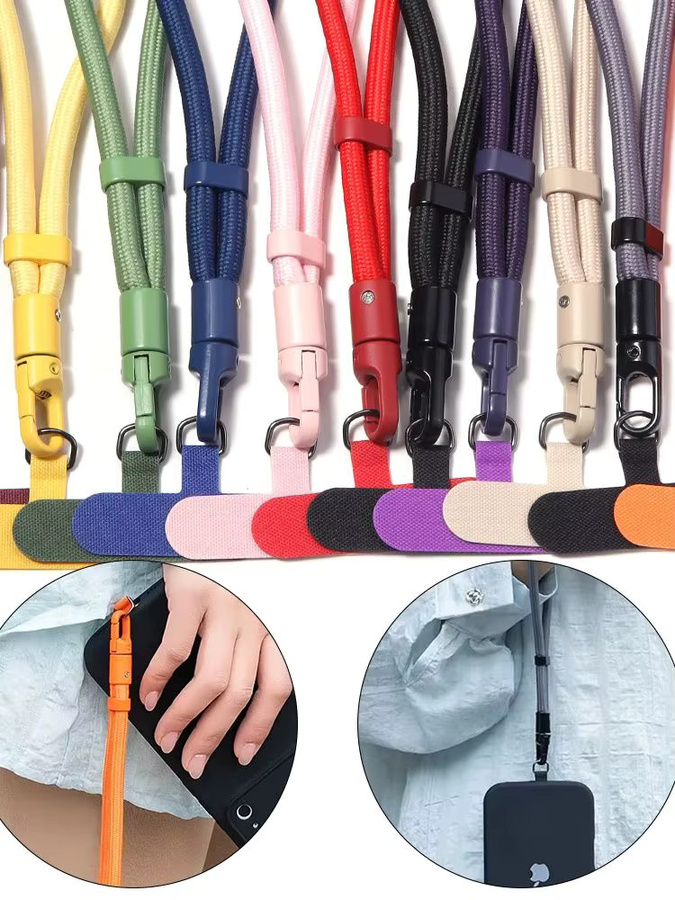 Verstellbares universelles Handy-Lanyard aus Polyester in Schwarz und Mehrfarbig als modisches Anti-Verlust-Handyband für Deine Handyhülle - Bild 5
