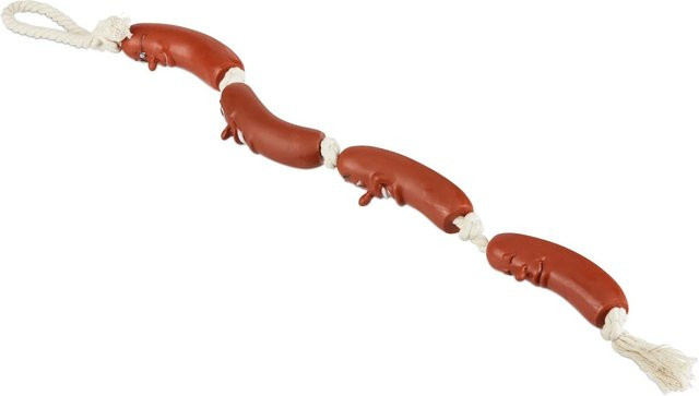 Relaxdays Hundespielzeug Wurst, Polyester, Rot Weiß, 64 cm x 3 cm - Bild 1