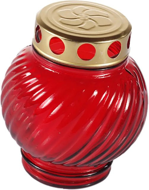 Grablampe Iglesia_C aus Glas in Rot und Gold mit Brenner, Tischmodell, rund - Bild 1