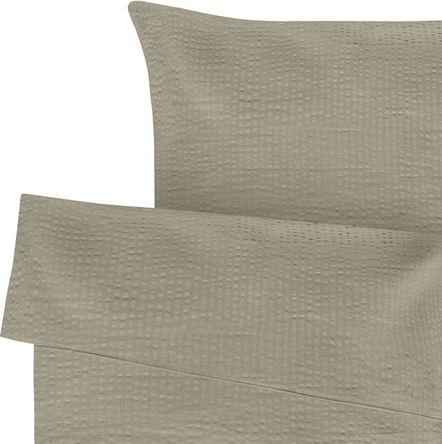 ERWIN M. Bettwäsche-Set Antila Seersucker aus Baumwolle, Farbe: Beige, B/L: 135 x 200 cm, Kissen: 80 x 80 cm - Bild 1