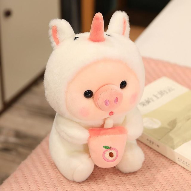 GDzaccly Einhorn Frosch Tiger Kaninchen Boba Tee Schwein Plüsch Puppe, 25cm - Bild 1