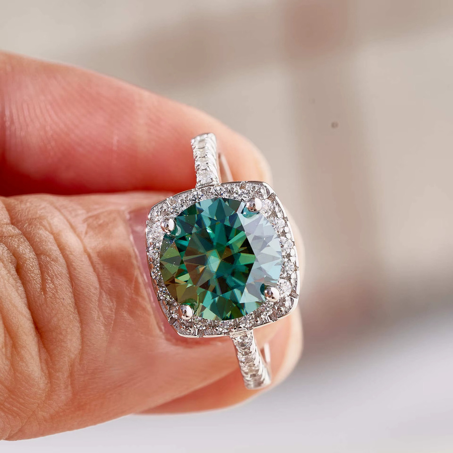 BIJOX STORY Ring, 3-Moissanit, Grüner Diamant, Silber, Damen - Bild 2