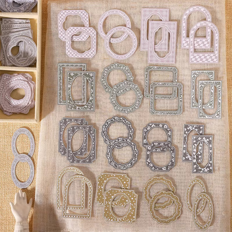 6Style Frame Collection Ausgestanzte Rahmen-Sticker in Multicolour für DIY Junk Journal, Scrapbooking und Collage aus Papier - Bild 1