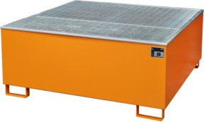 Bauer Südlohn Auffangwanne AW 1000/PE mit Gitterrost, Orange, B/T/H: 147,5 x 147,5 x 62,5 cm - Bild 1
