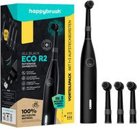 Elektrische Zahnbürste happybrush ECO R2 Allblack inklusive 3 Refills, Schwarz - Bild 1