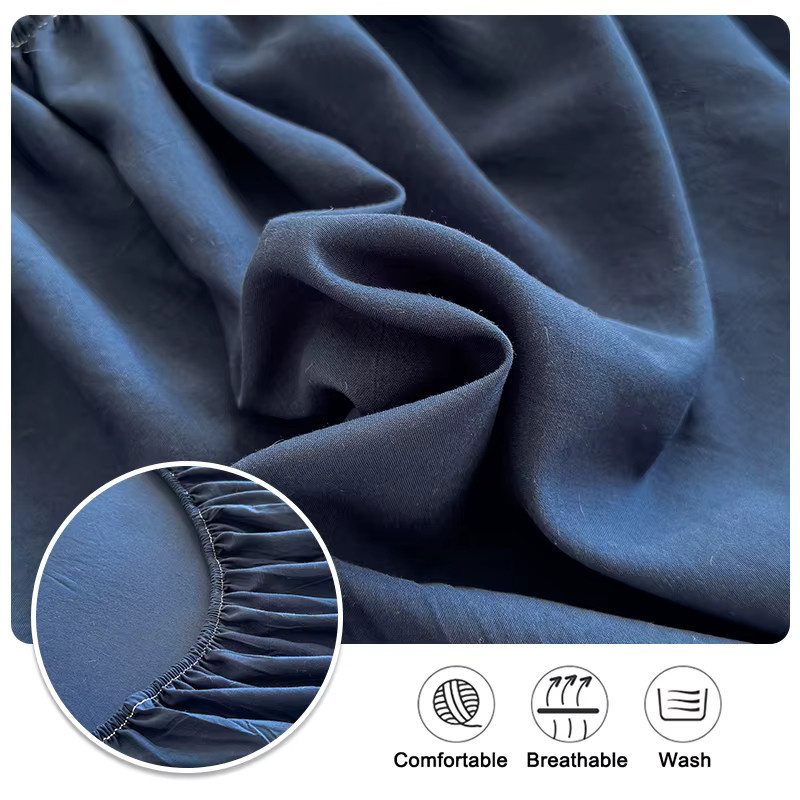 Spannbettlaken aus 100 % Baumwolle mit elastischem Band, einfarbig, B/T: 90 x 200 cm - Bild 3