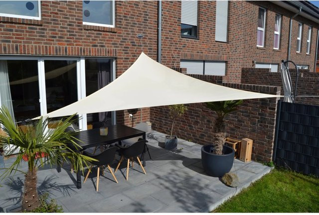 Floracord Dreiecksonnensegel aus Polyester in Elfenbein, Breite: 360 cm - Bild 1