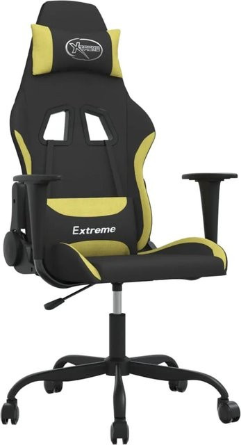 vidaXL Gaming-Stuhl in Schwarz und Hellgrün aus Stoff mit Kopfstütze und 360-Grad-Drehfunktion - Bild 1