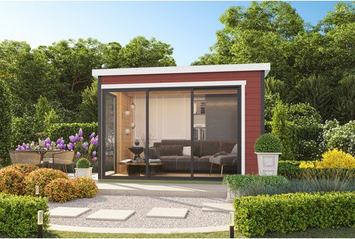 Lasita Gartenhaus Austin 5 in Schwedenrot, B/H/T: 379,6 x 239,4 x 259,6 cm - Bild 1