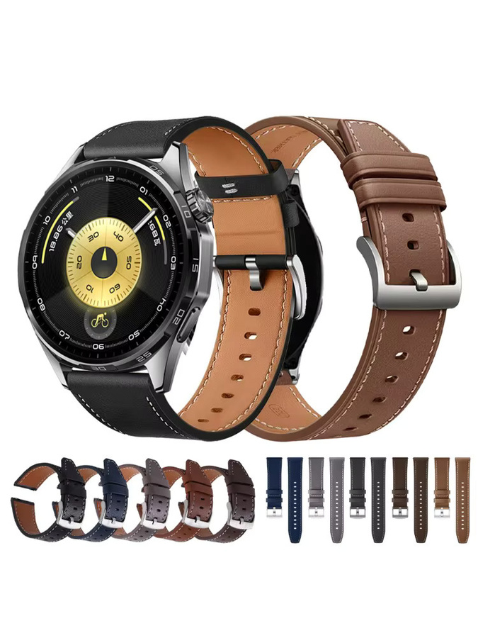 Uhrenarmband Leder, Schwarz, Unisex, 20/22mm - Bild 7