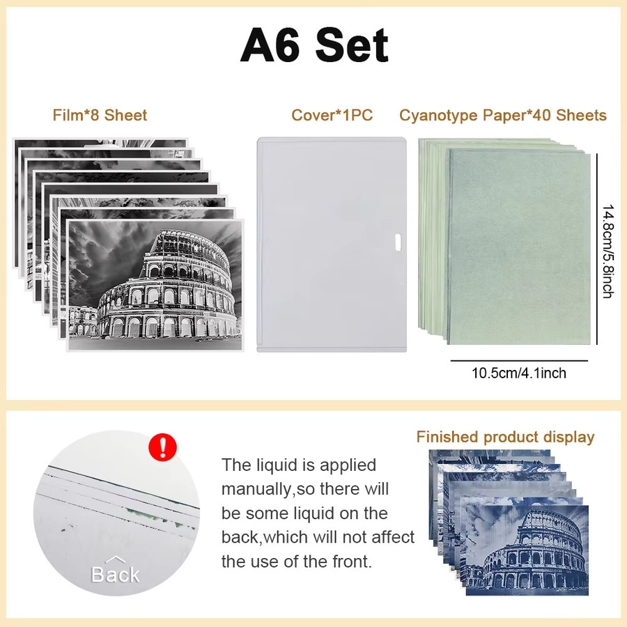 A6 White Sun Printing Cyanotypie-Papierfolien-Set mit Architekturfolie in Weiß für DIY-Kunst und Anfänger - Bild 1