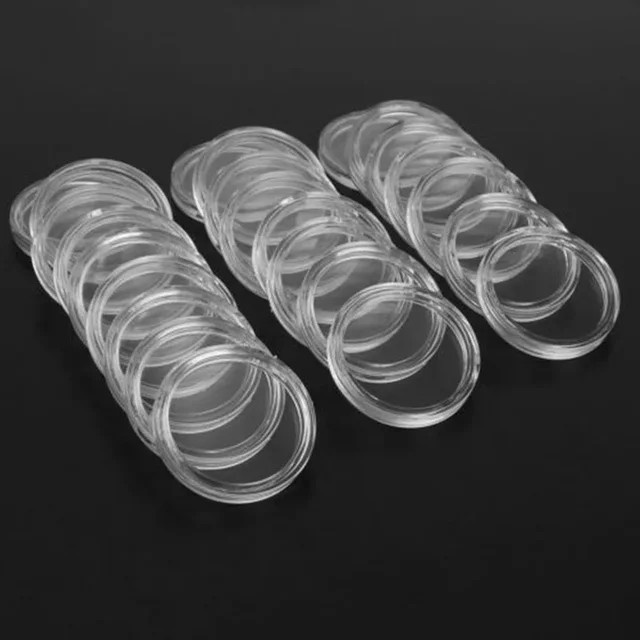 100 Stück transparente runde Münzkapseln aus Kunststoff mit 33 mm Durchmesser zum Schutz deiner Münzen - Bild 1