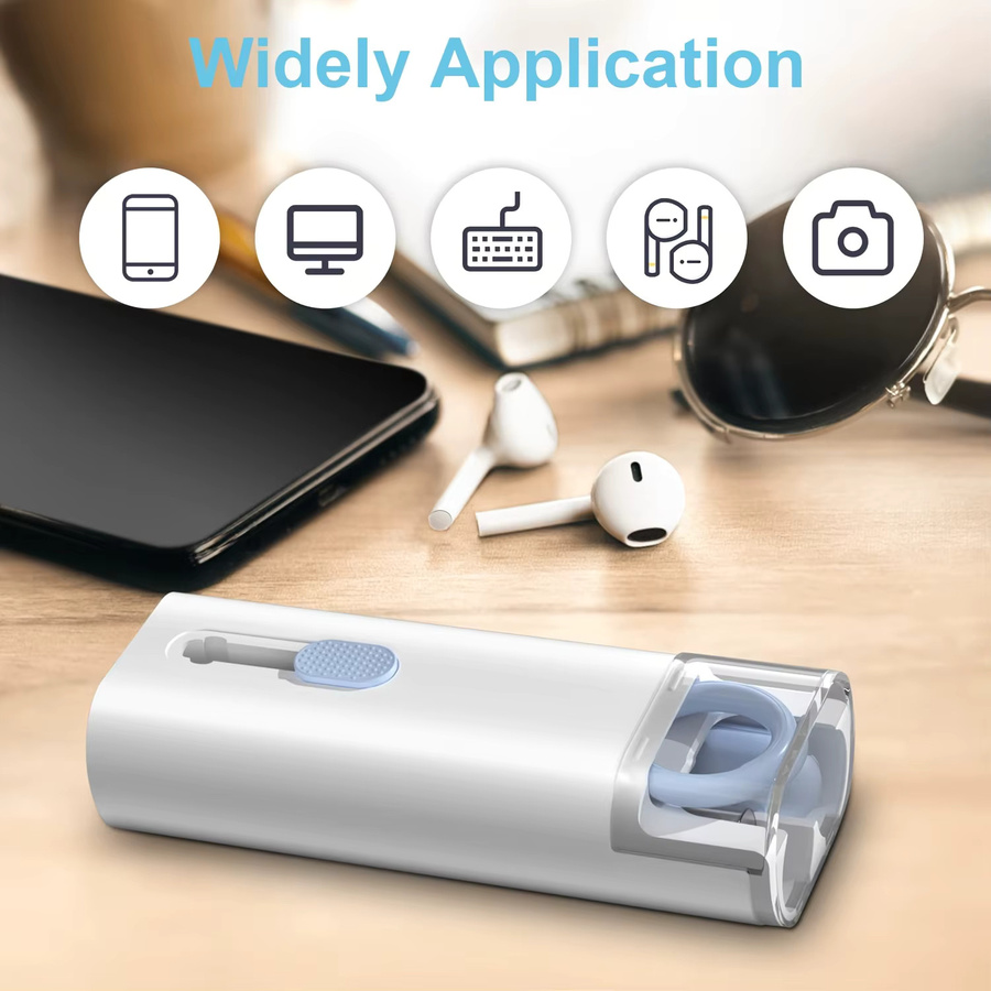 7-in-1 Elektronisches Reinigungsset für Monitor, Tastatur, Airpods und Apple Geräte in Blau und Weiß - Bild 2