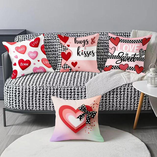 VIKAMA Dekorativer Kissenbezug Liebesbrief Valentinstag in Rosa, B/B/B: 30 x 30 x 30 cm - Bild 1
