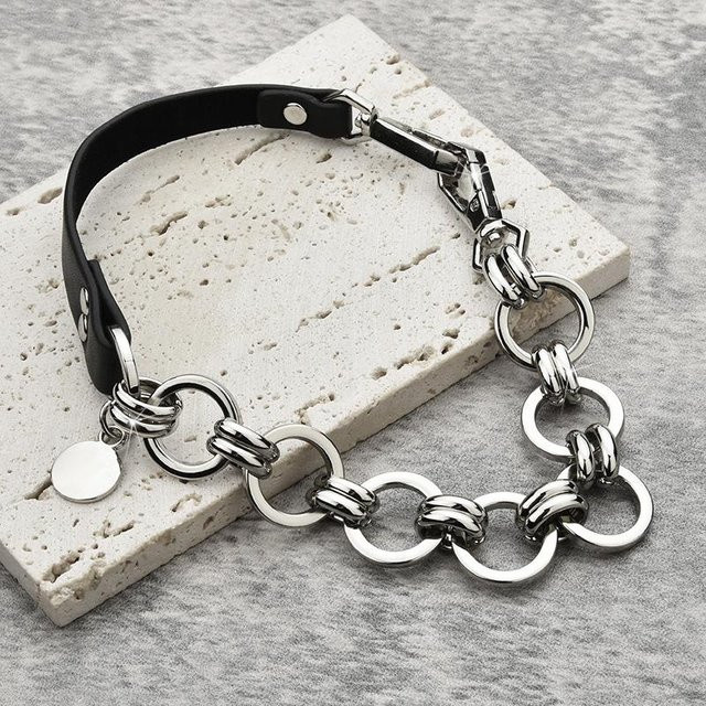 Lederkette, Schwarz, Unisex - Bild 1