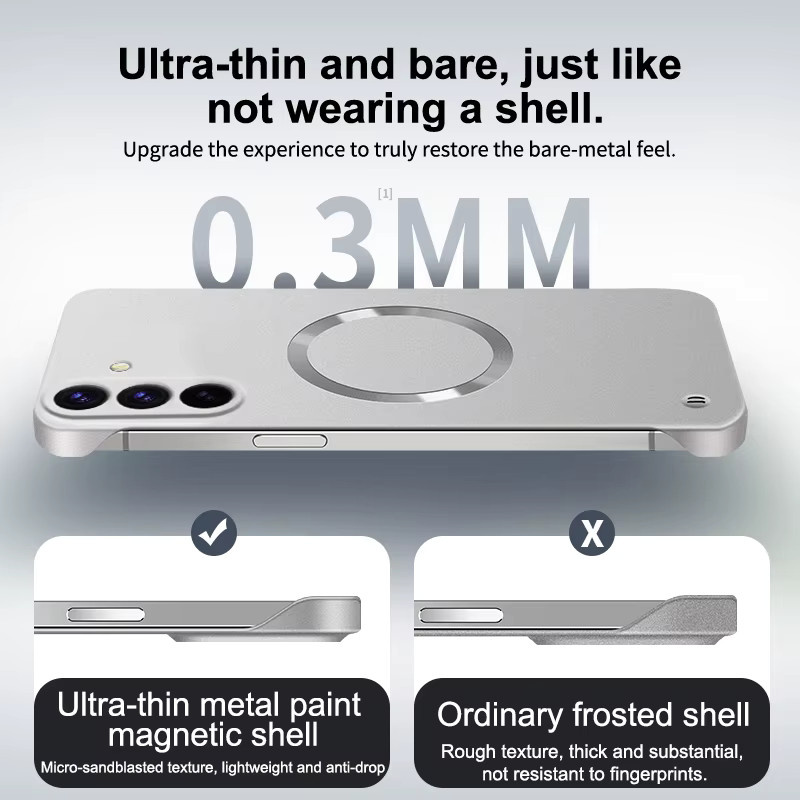 Magnetische MagSafe Schutzhülle mit Metallic-Lackierung für Samsung Galaxy S22 S23 S24 S25 S26 Ultra Plus FE in Silver - Bild 2