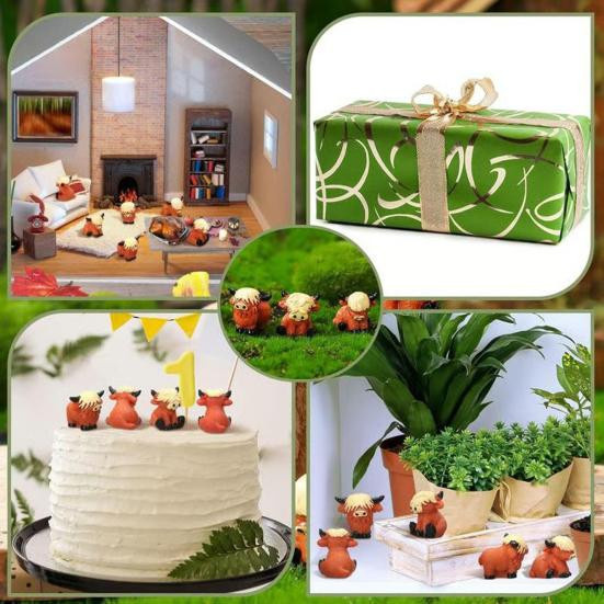 Happy Living Mini-Hochlandrinder-Figuren aus Harz, 30 Stück, bunte Bauernhoftier-Miniaturen für Garten, Büro und Schreibtisch-Dekoration - Bild 7