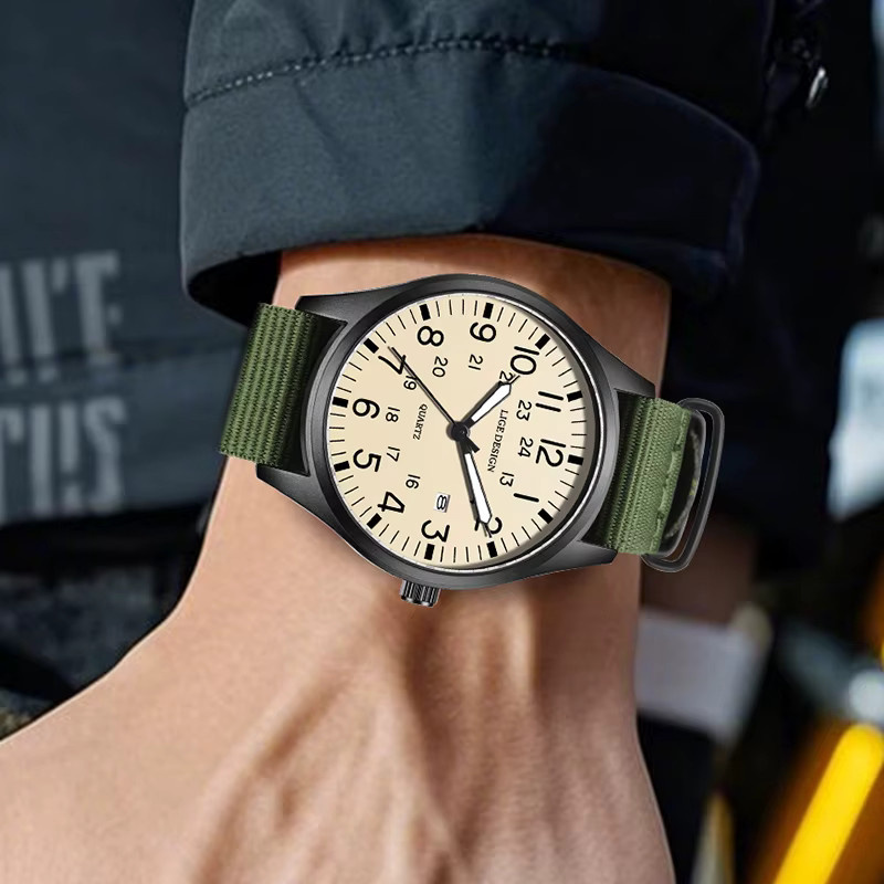 LIGE Armbanduhr Quarz, Nylon, Weiß, Herren, Wasserdicht - Bild 5
