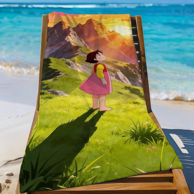 JINGYUE Pet Cartoon H-Heidi Strandhandtuch, schnelltrocknend und sanddicht, Multicolor, B: 40 cm x H: 70 cm - Bild 1