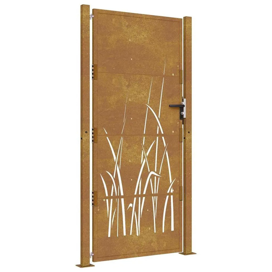vidaXL Gartentor aus Cortenstahl in Braun mit Gras-Design, B/H: 110 x 180 cm - Bild 2