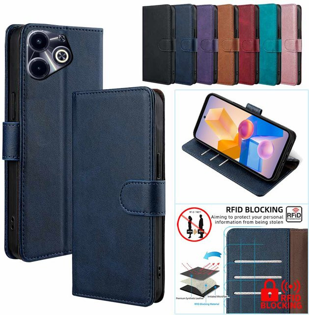 Stoßfeste Brieftaschen-Hülle mit Magnetverschluss für Infinix Hot 60 50 Pro Plus 40 50i 60i Smart 10 9 8 GT 30 Pro in Blau - Bild 1