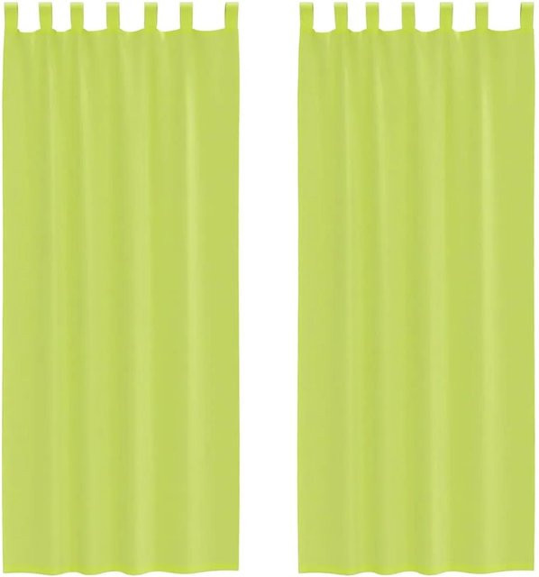 vidaXL Voile Vorhänge mit Lasche, 2 Stück, Apfelgrün, B: 140 cm, H: 260 cm - Bild 1