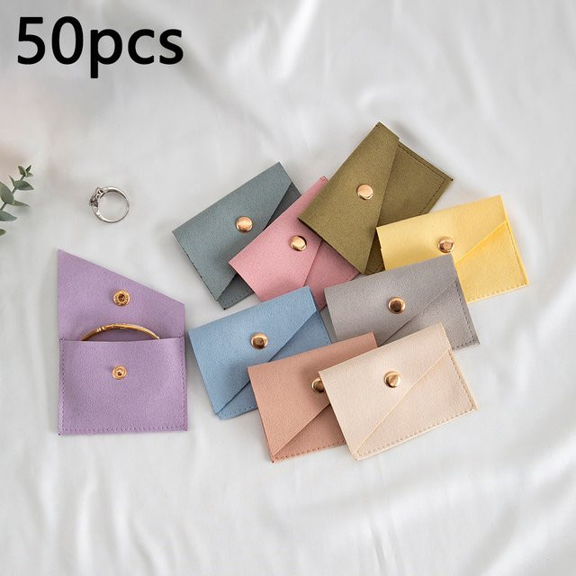 Mikrofaser-Geschenktüten für Schmuck und Hochzeitsgastgeschenke, Pink und Multicolour, B: 8 cm, H: 6 cm - Bild 1