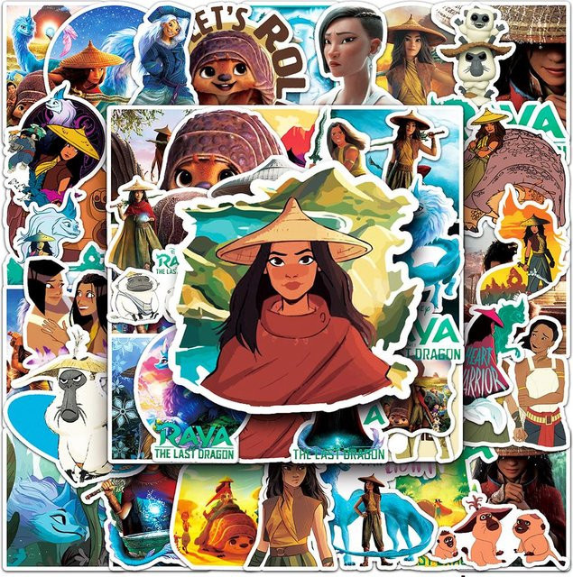 Disney Raya und der letzte Drache Cartoon Aufkleber Set, bunte Anime Graffiti Decals für Notizbuch, Telefon und Gitarre, 50 Stück - Bild 1
