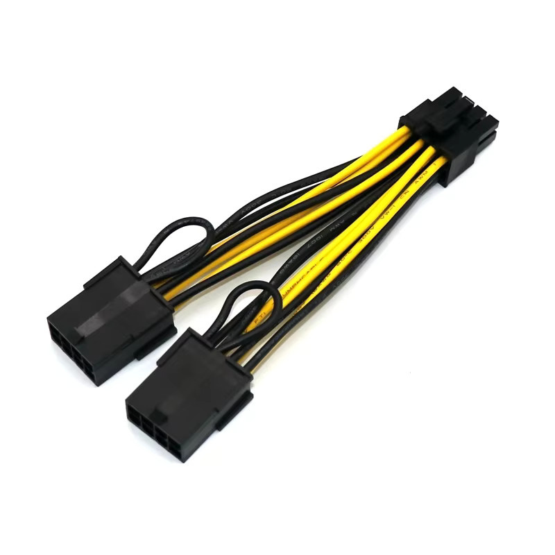 BOHCHONG Dual PCIe 2x8Pin Buchse auf ATX CPU 8Pin Stecker Stromkabel für NVIDIA TESLA K80 M40 M60 P40 P100 in Schwarz und Gelb - Bild 2