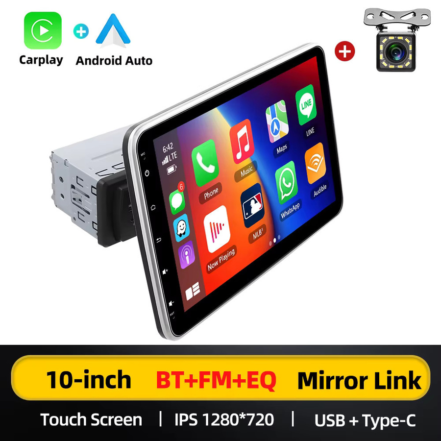 Podofo 10,1 Zoll Auto-Smart-Screen Multimedia-Video-Autoplayer mit drahtlosem CarPlay und Android Auto, WIFI, Bluetooth, FM RDS Stereo und Mirror Link in Schwarz - Bild 9