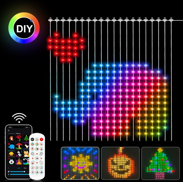 MALITAI RGB LED Vorhang Lichter mit 400 LEDs, Bluetooth App Steuerung und USB-Anschluss, Multicolour, programmierbar für Party, Geburtstag oder Schlafzimmer - Bild 1