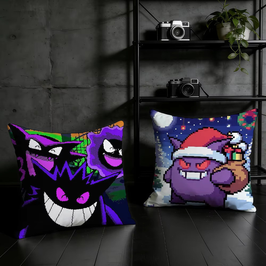 Potdemiel Gengar Kissenbezug mit Reißverschluss, doppelseitig bedruckt, Multicolour, Breite: 30 cm, Höhe: 30 cm, Tiefe: 30 cm - Bild 2