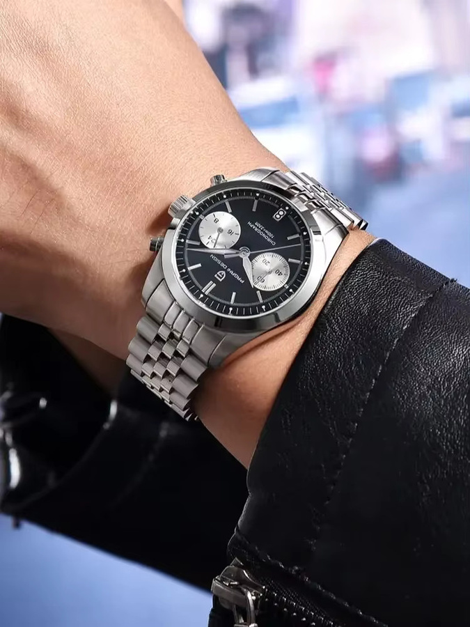 PAGANI DESIGN Armbanduhr, Quarz, Edelstahl, Saphirglas, Herren, Schwarz - Bild 6