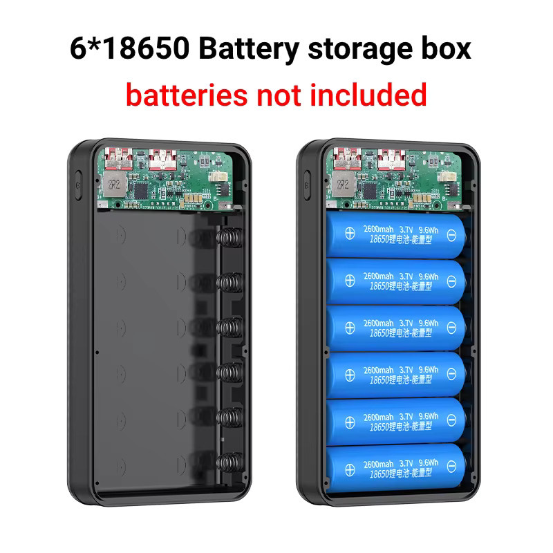 Mrgabwte DIY Mobile Powerbank mit 22,5W Schnellladung, Dual USB und USB-C, inklusive LED-Licht, in Schwarz oder Grün - Bild 3