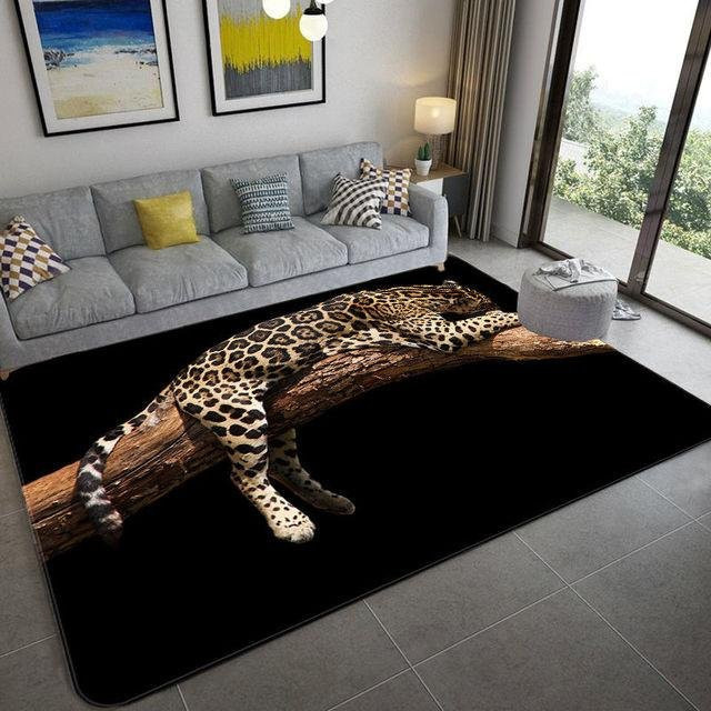 Yiran Furniture Teppich mit Leopard Muster in Schwarz, 3D Tierprint, rutschfest und weich, B/T: 60 x 90 cm - Bild 1