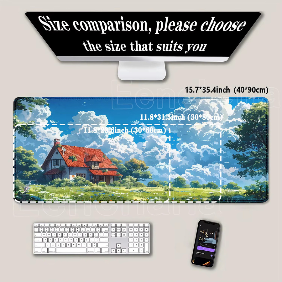 Eenehana Mauspad mit Landschaftsmotiv Feldlandschaft und Sonnenuntergang, rutschfest, B/B/H: 90 x 40 cm, multicolor - Bild 2