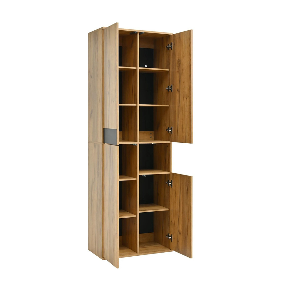 okwish Hochschrank mit Spiegeltüren und offenem Staufach für dein Wohnzimmer, Natur, B/T/H: 65 x 35 x 190 cm - Bild 2