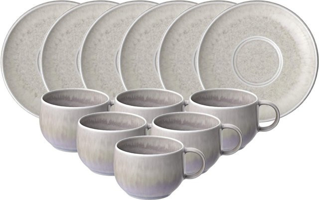 Villeroy & Boch like. Espressotassen mit Untertassen Perlemor Sand, 6er Set, Beige/Sand, 60 ml - Bild 1