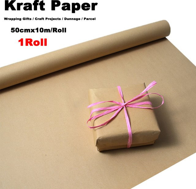 Braune Öko-Kraftpapierrolle als recycelbare Geschenkverpackung für Kunst und Handwerk - Bild 1