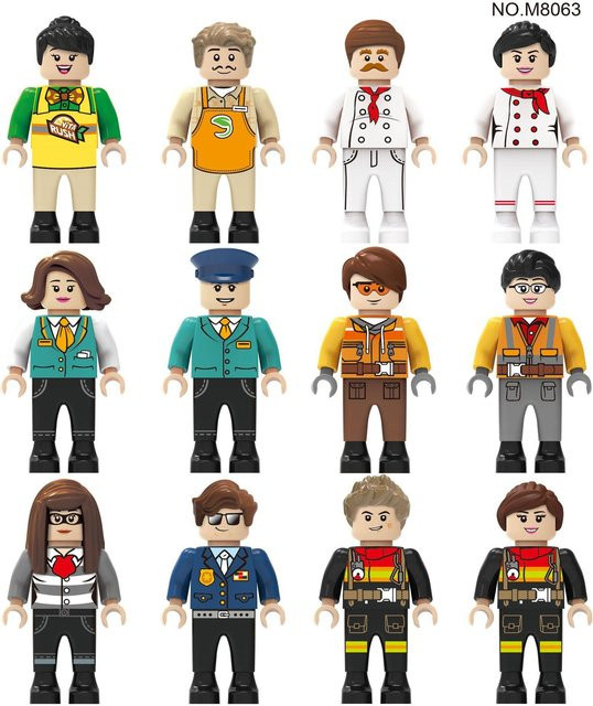 Fun Building Blocks Gemeinschaft Bewohner Puppe Bausteine 12-teiliges Set - Bild 1