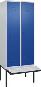 C+P Spind Classic PLUS Garderobenschrank mit Sitzbank, 2 Abteile, Lichtgrau, B/T/H: 212,0 x 80,0 x 81,5 cm - Bild 1