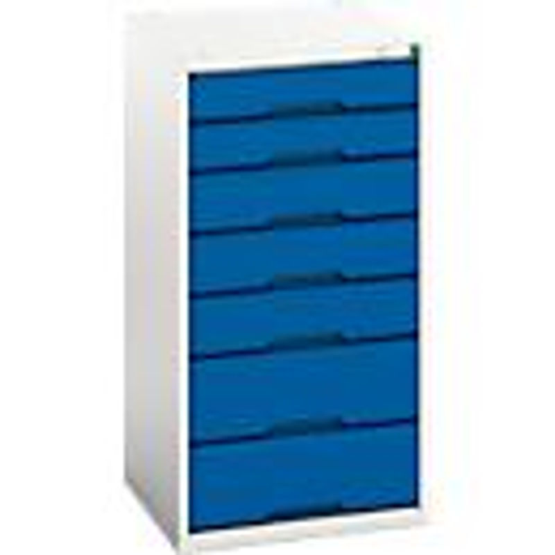 Schubladenschrank Bott verso mit 7 Schubladen, abschließbar, Stahlblech, lichtgrau/enzianblau, B/T/H: 52,5 x 55,0 x 100,0 cm - Bild 2