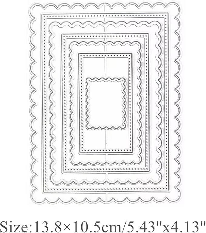 Metall Stanzform Scallop Circle mit rechteckigem Spitzenrahmen für Scrapbooking und Kartenprägung in Silber - Bild 1