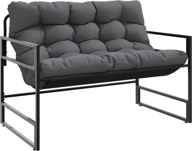 furnicato Gartenbank aus Stahl mit Kissen in Anthrazit, Breite: 113 cm, Höhe: 76 cm, Tiefe: 67 cm - Bild 1